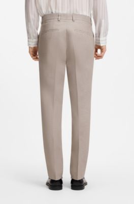 Two-piece slim-fit suit in cotton and linen, Light Brown