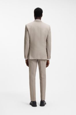 Costume deux pi&egrave;ces Slim Fit en coton et lin, Brun chin&eacute;