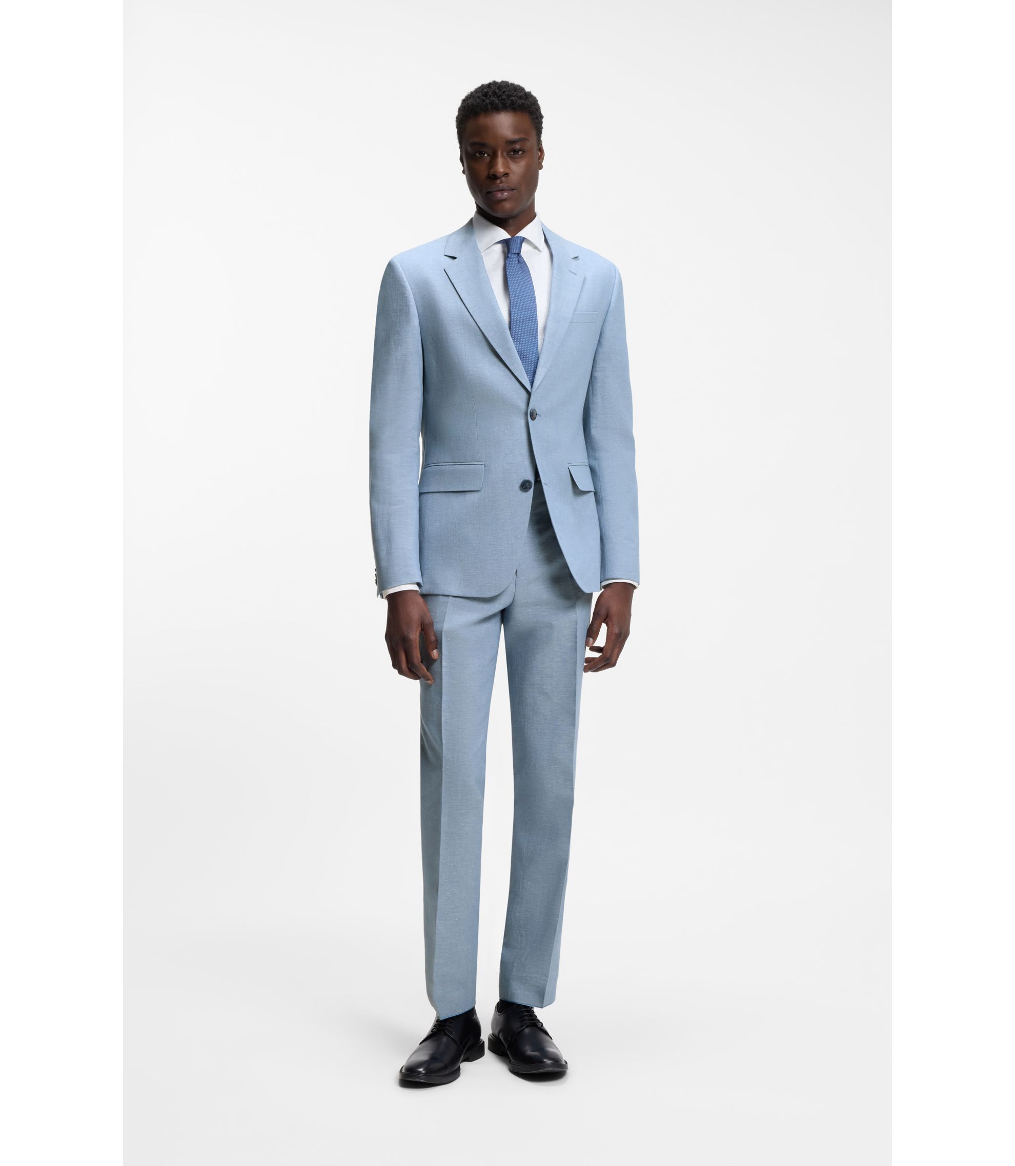 Zweiteiliger Slim-Fit Anzug aus Baumwolle und Leinen