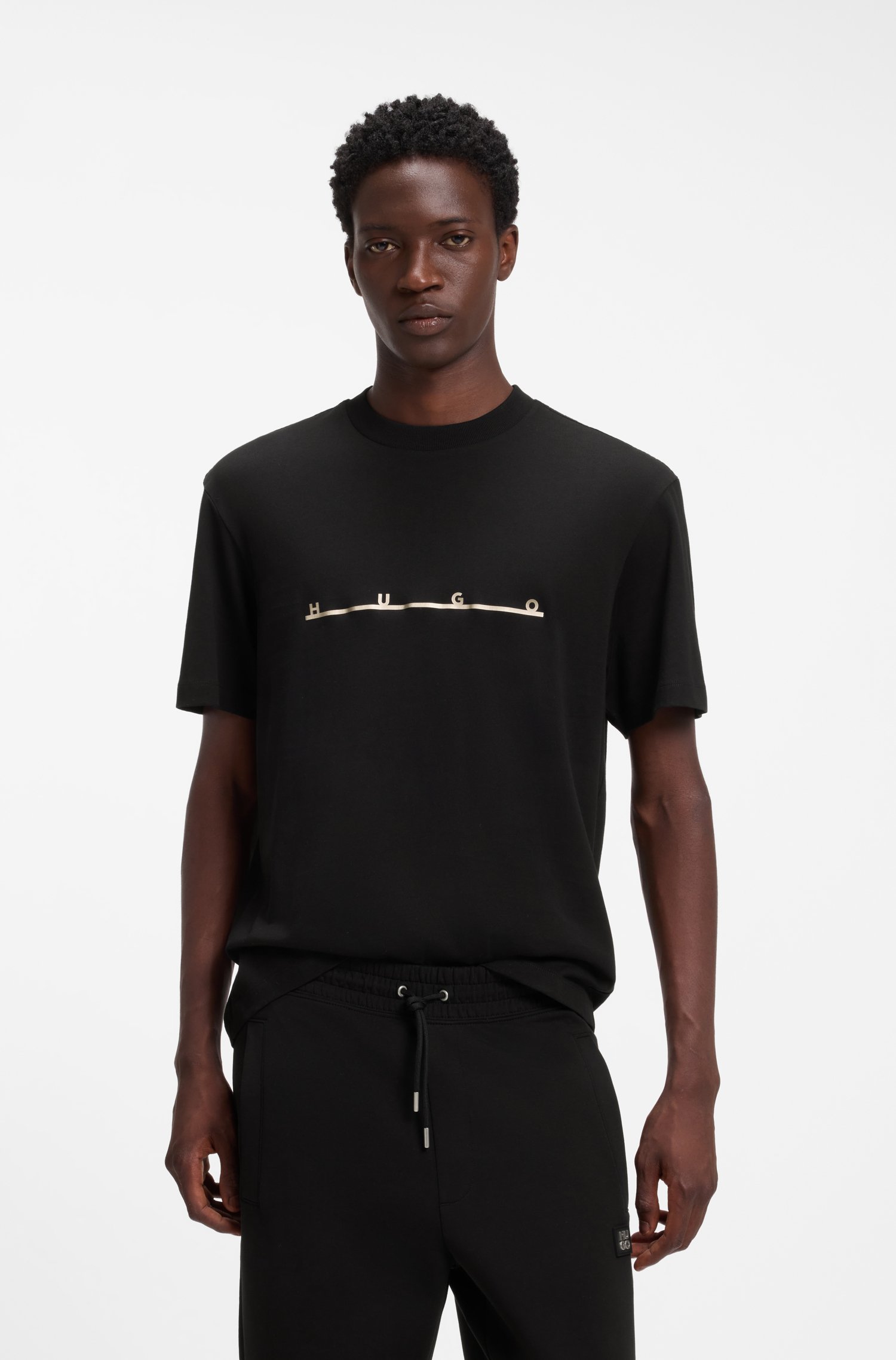 Hugo Relaxed-fit T-shirt with zigzag stitching detail herr