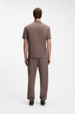 T-shirt i relaxed fit med sicksacks&ouml;mmar, Ljusbrun