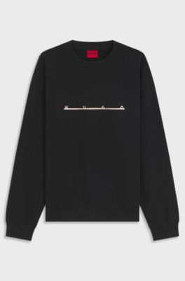 Cotton sweatshirt with spaced-out logo print, Black