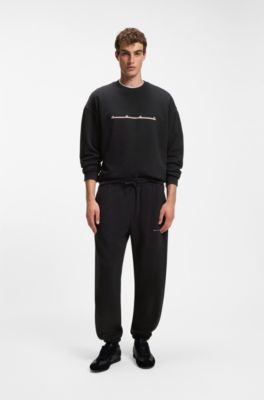 Cotton sweatshirt with spaced-out logo print, Black