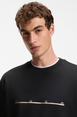 Cotton sweatshirt with spaced-out logo print, Black
