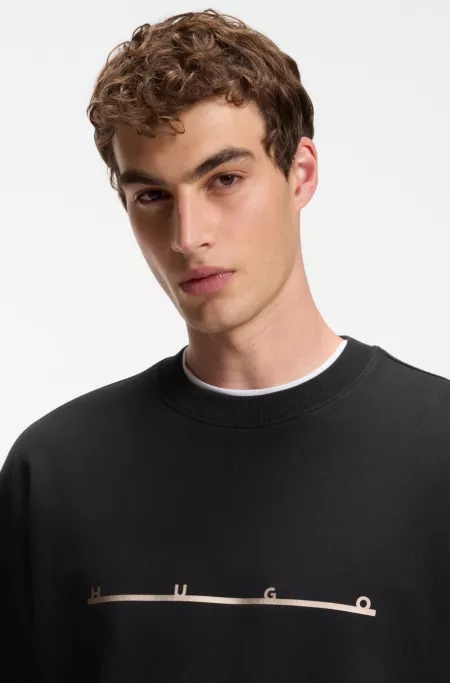Cotton sweatshirt with spaced-out logo print