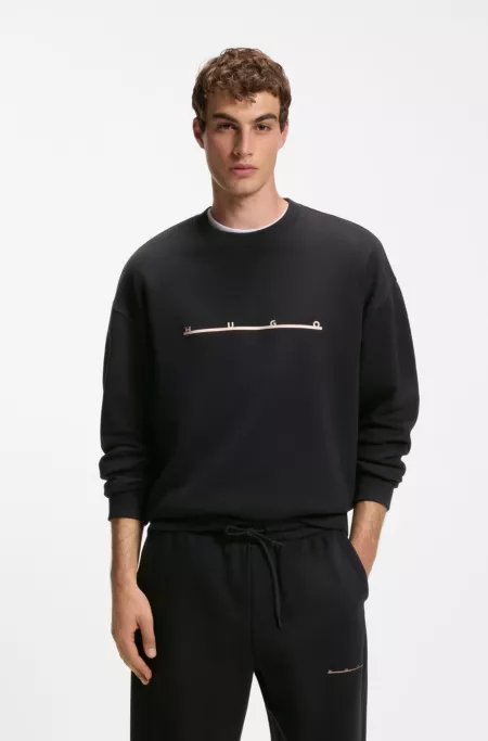 Cotton sweatshirt with spaced-out logo print
