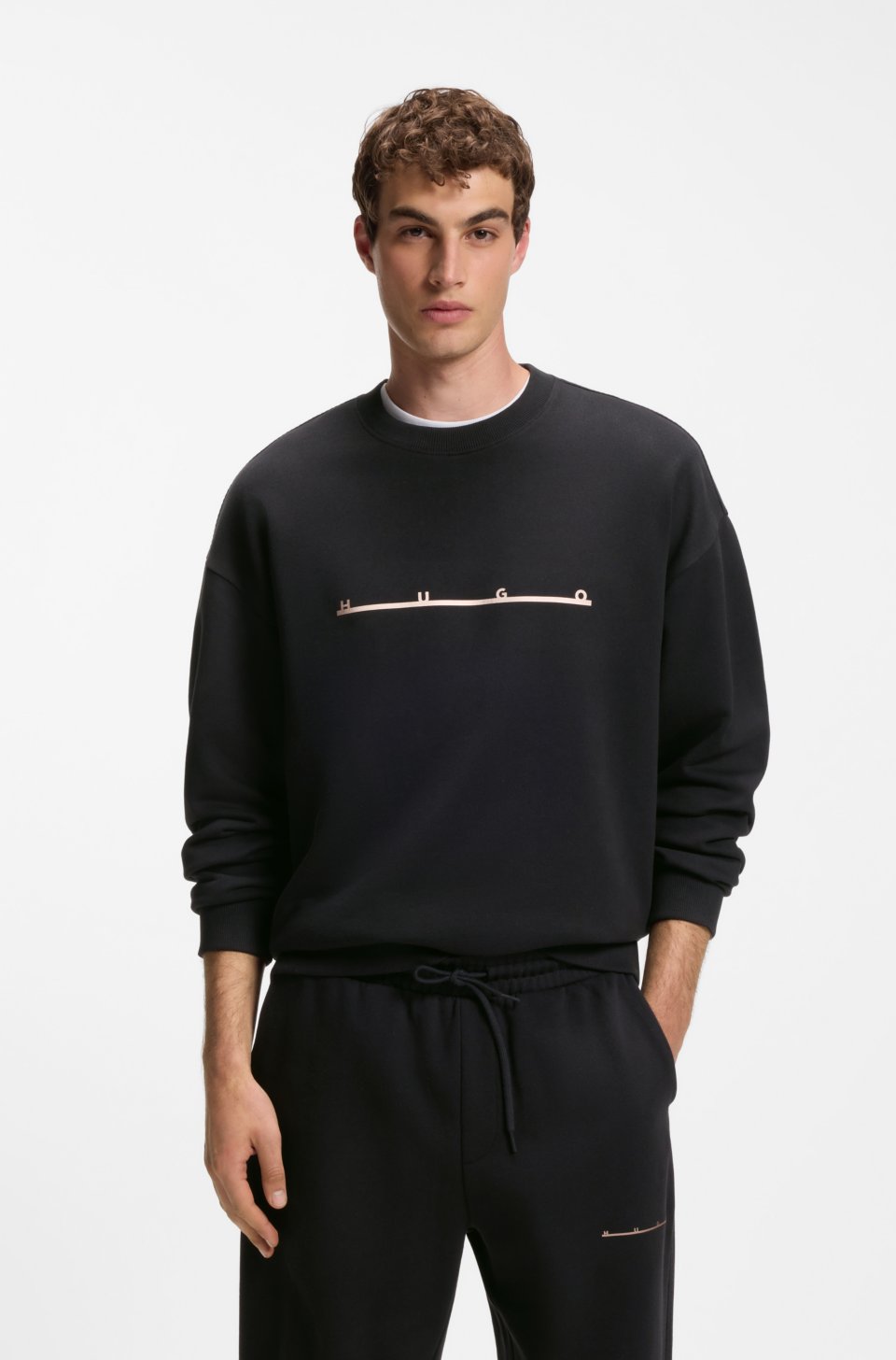 Cotton sweatshirt with spaced-out logo print