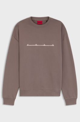 Cotton sweatshirt with spaced-out logo print, Light Brown