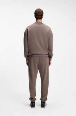 Cotton sweatshirt with spaced-out logo print, Light Brown