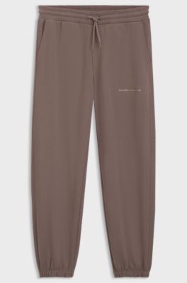 Relaxed-fit cotton trousers with streetwear logo, Light Brown