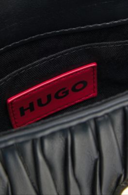 Faux-leather handbag with heart charm, Black