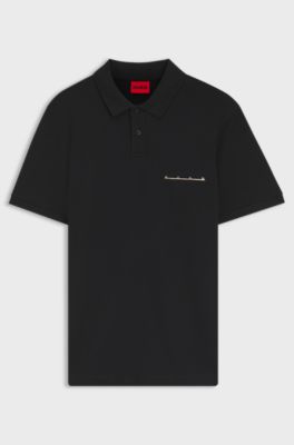 Polo shirt in cotton piqu&eacute; with logo detail, Black