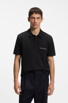Polo shirt in cotton piqu&eacute; with logo detail, Black