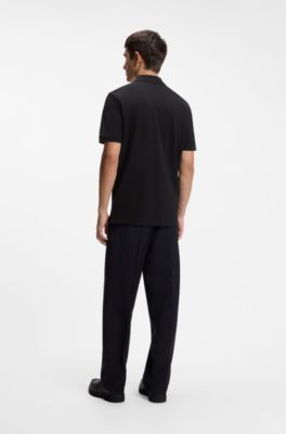 Polo shirt in cotton piqu&eacute; with logo detail, Black