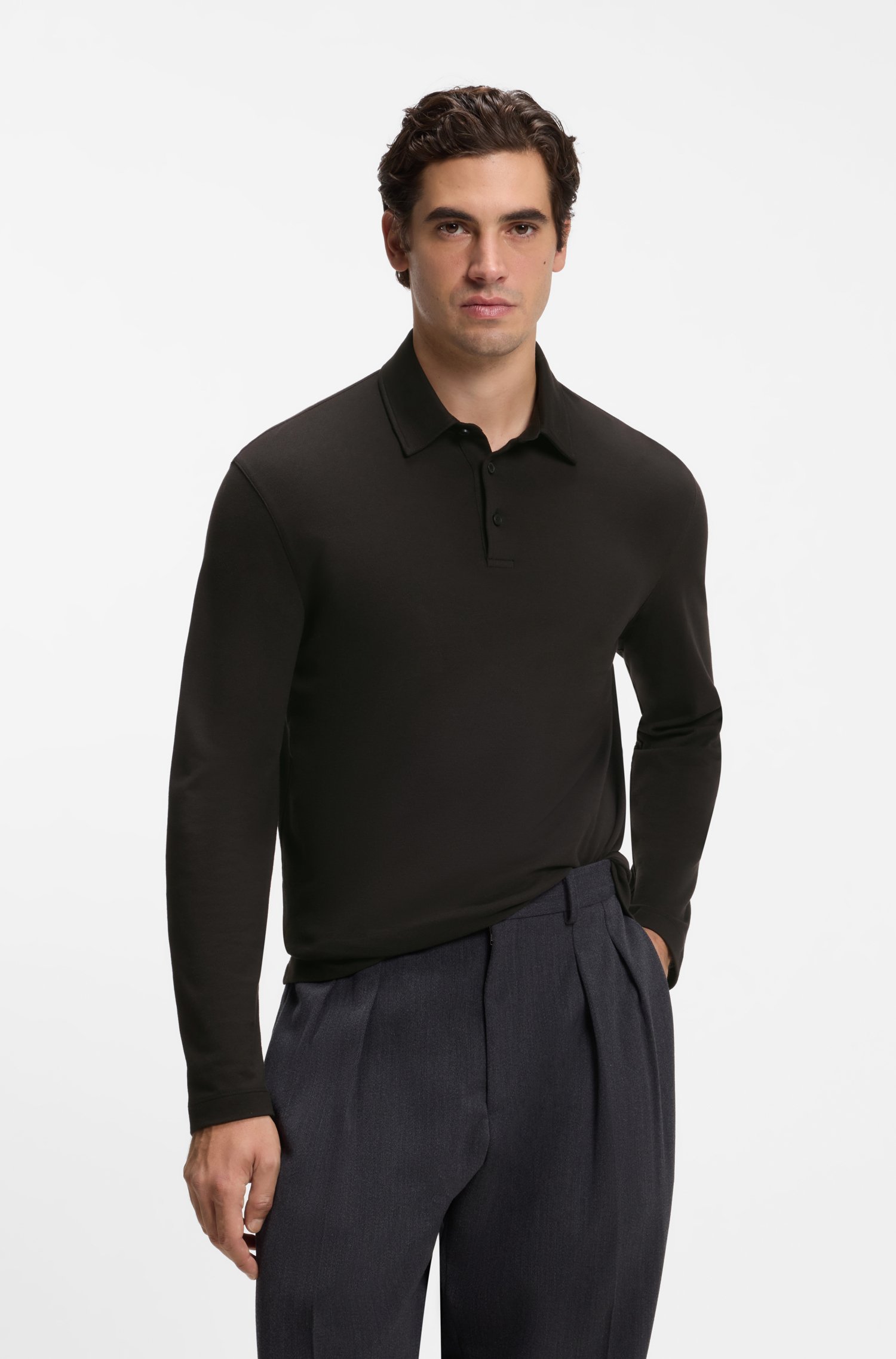 Boss BY BECKHAM polo shirt in cotton and silk pikéer herr