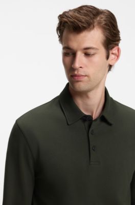 BOSS BY BECKHAM polo shirt in cotton and silk, Dark Green