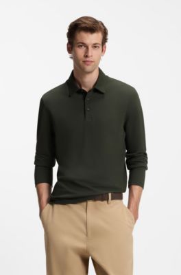 BOSS BY BECKHAM polo shirt in cotton and silk, Dark Green