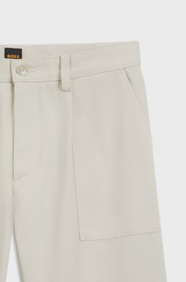 Chino in misto cotone con pince e tasca applicata, Beige chiaro