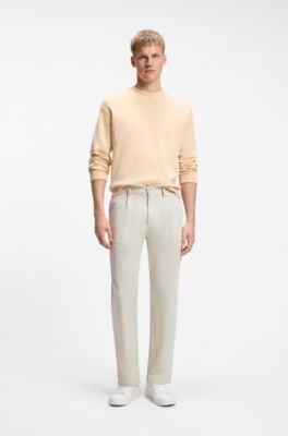 Chino in misto cotone con pince e tasca applicata, Beige chiaro