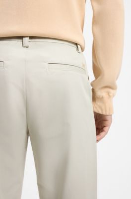 Chino in misto cotone con pince e tasca applicata, Beige chiaro
