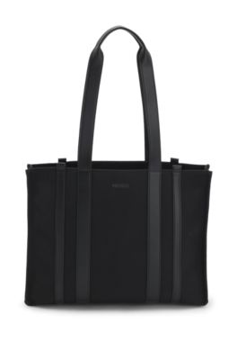 Tote bag with gold hardware and printed logo, Black