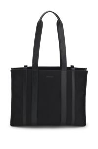Tote bag with gold hardware and printed logo, Black