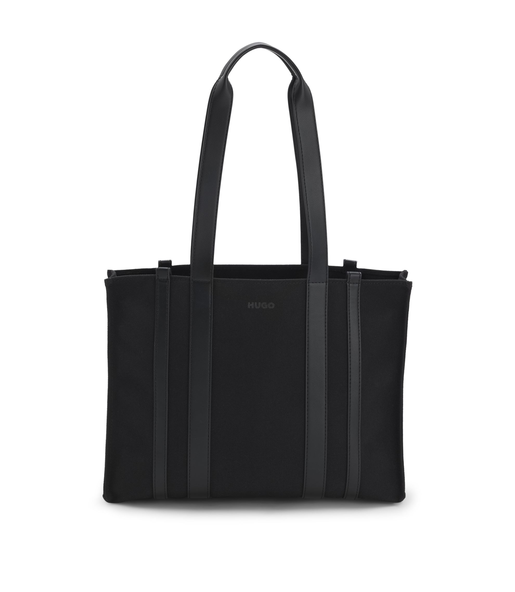 HUGO - ストラクチャード キャンバス トートバッグ フェイクレザー