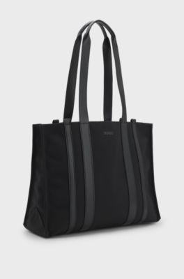 Tote bag with gold hardware and printed logo, Black