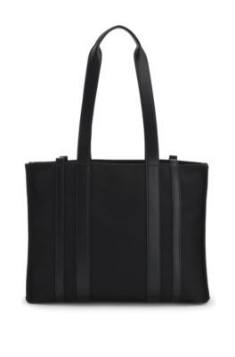HUGO - ストラクチャード キャンバス トートバッグ フェイクレザー 