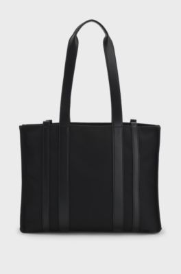Tote bag with gold hardware and printed logo, Black