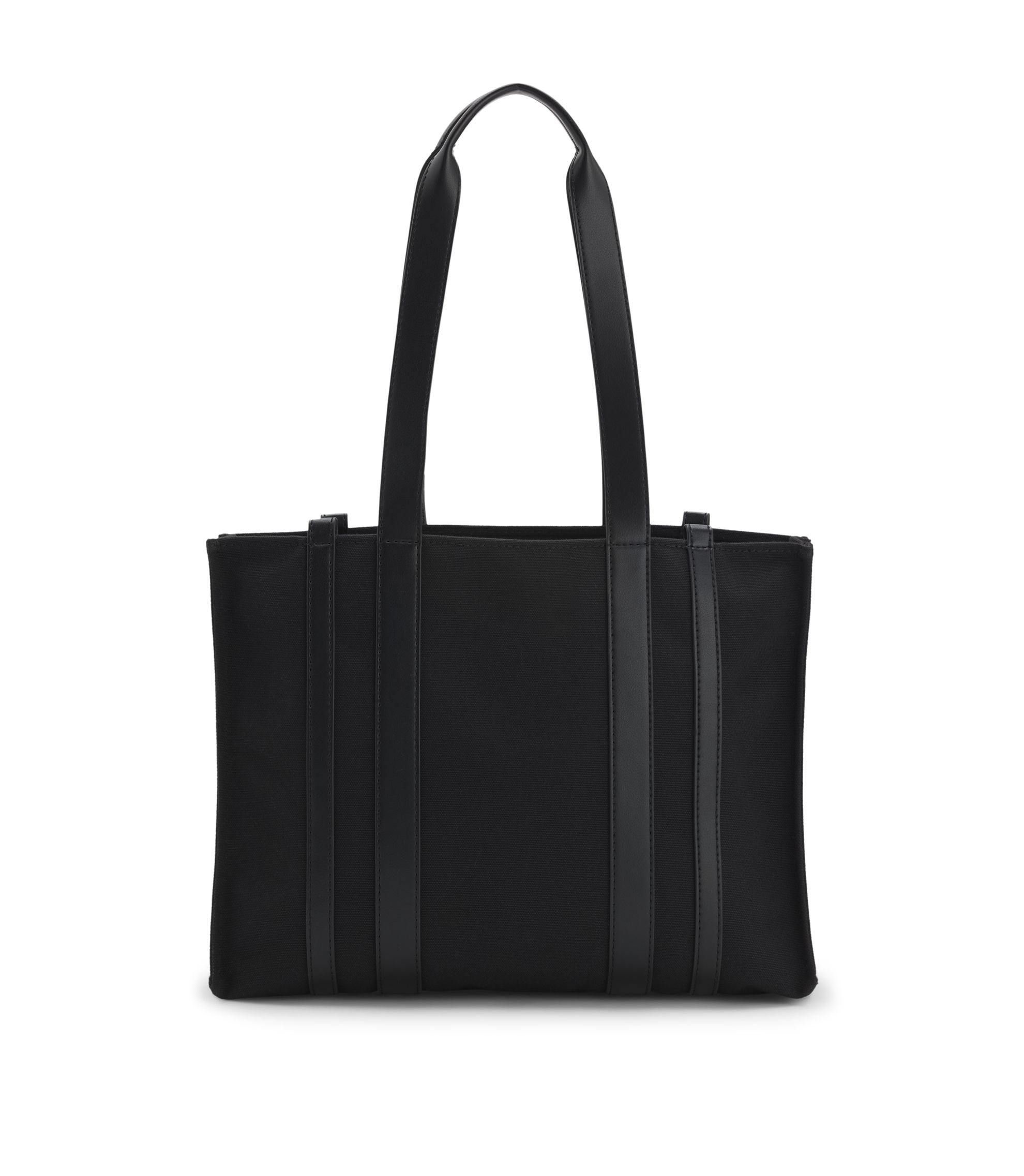 HUGO - ストラクチャード キャンバス トートバッグ フェイクレザー