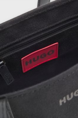Tote bag with gold hardware and printed logo, Black