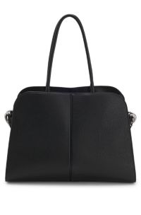 Faux-leather tote bag with embossed logo, Black
