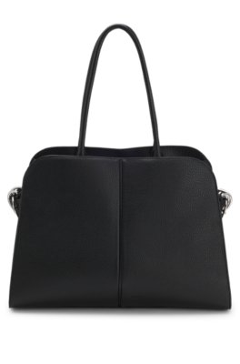 Faux-leather tote bag with embossed logo