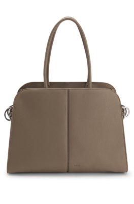 Faux-leather tote bag with embossed logo