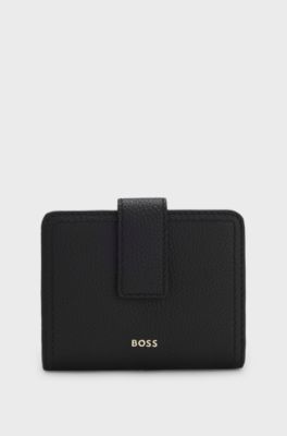 Leather wallet with logo lettering, Black