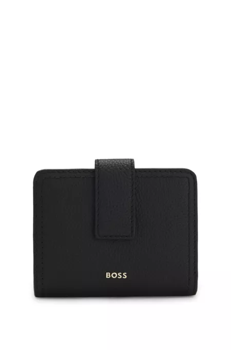 Leather wallet with logo lettering