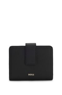 Leather wallet with logo lettering, Black