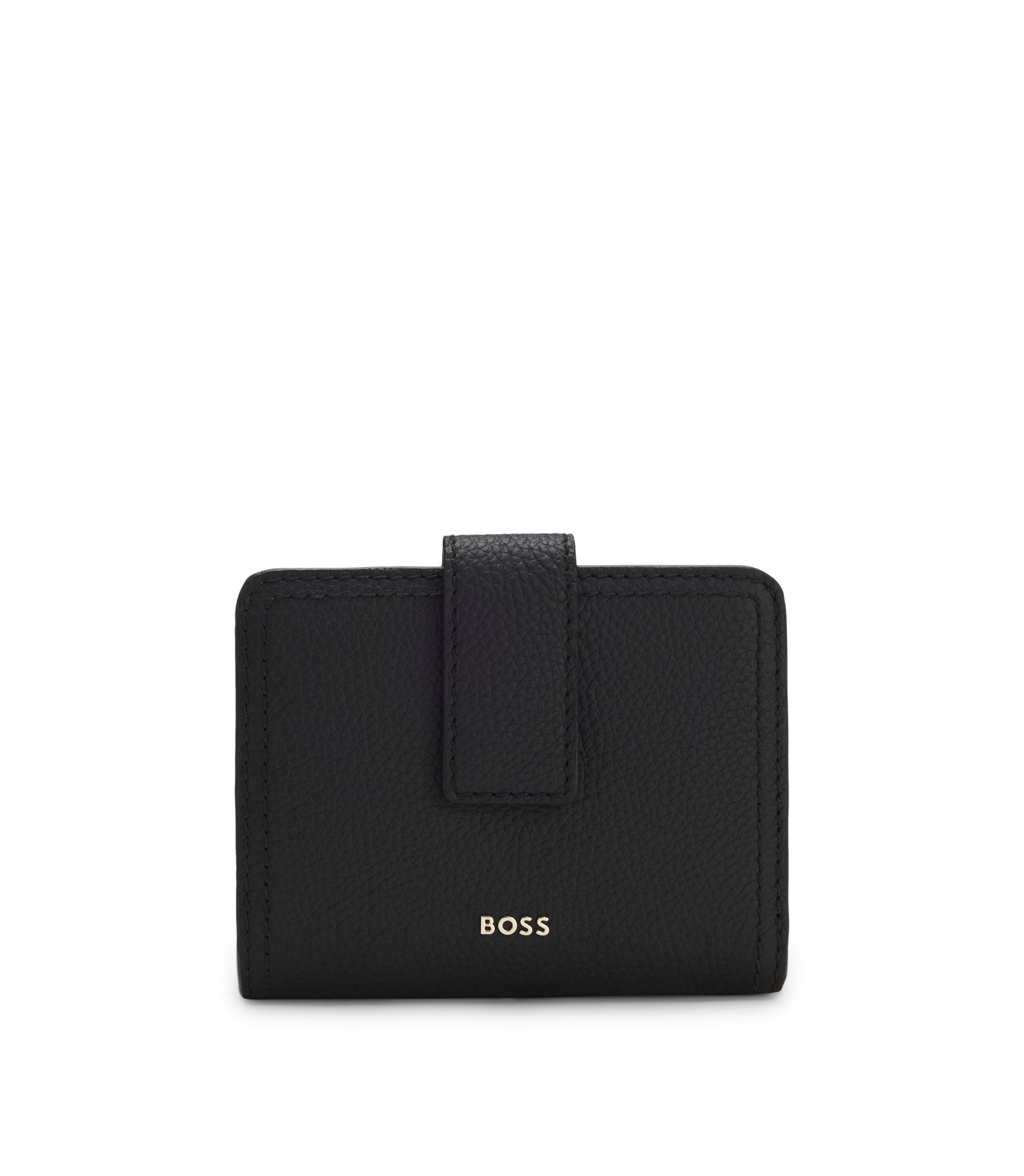 BOSS - レザー ウォレット レタリングロゴ - ブラック
