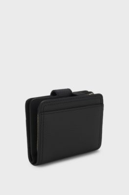 Leather wallet with logo lettering, Black