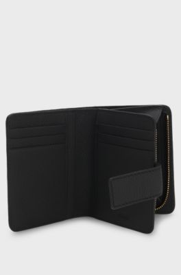 Leather wallet with logo lettering, Black
