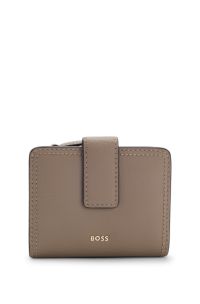 Leather wallet with logo lettering, Light Brown