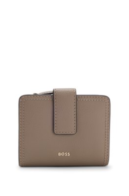 Leather wallet with logo lettering
