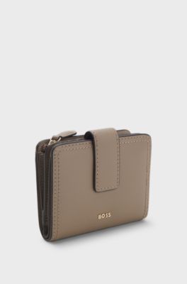 Portefeuille en cuir avec logo, Brun chin&eacute;