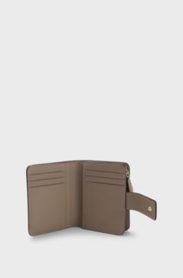Portefeuille en cuir avec logo, Brun chin&eacute;