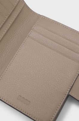 Leather wallet with logo lettering, Light Brown