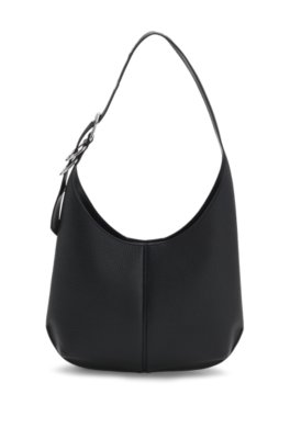 Faux-leather hobo bag with embossed logo
