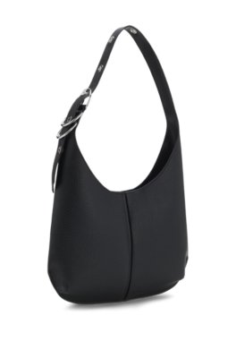 Boss Faux-leather hobo bag with embossed logo axelremsväskor dam – bild 4
