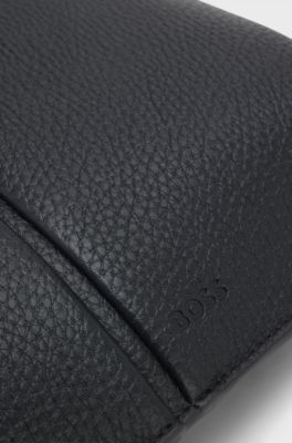 Borsa hobo in similpelle con logo in rilievo, Nero