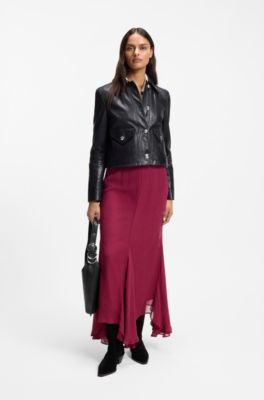Faux-leather hobo bag with embossed logo, Black